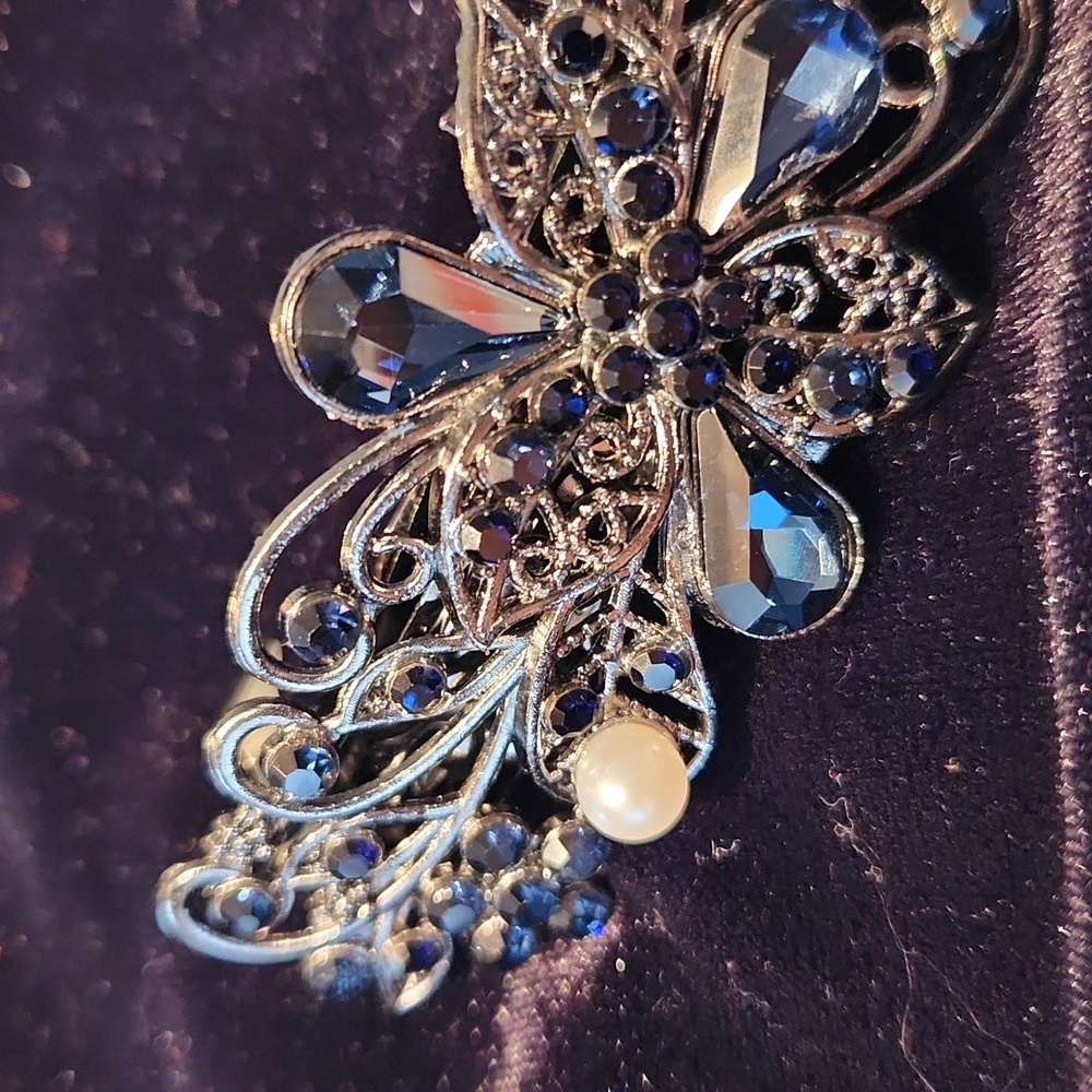 NEW Blue Rhinestone Barrette - Picture 4 of 7